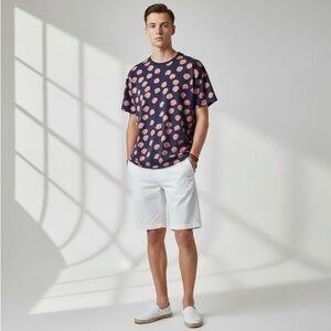 Eighty eight Blue Red Rose Graphic Tee Stylish T-Shirt Spring shirt Floral